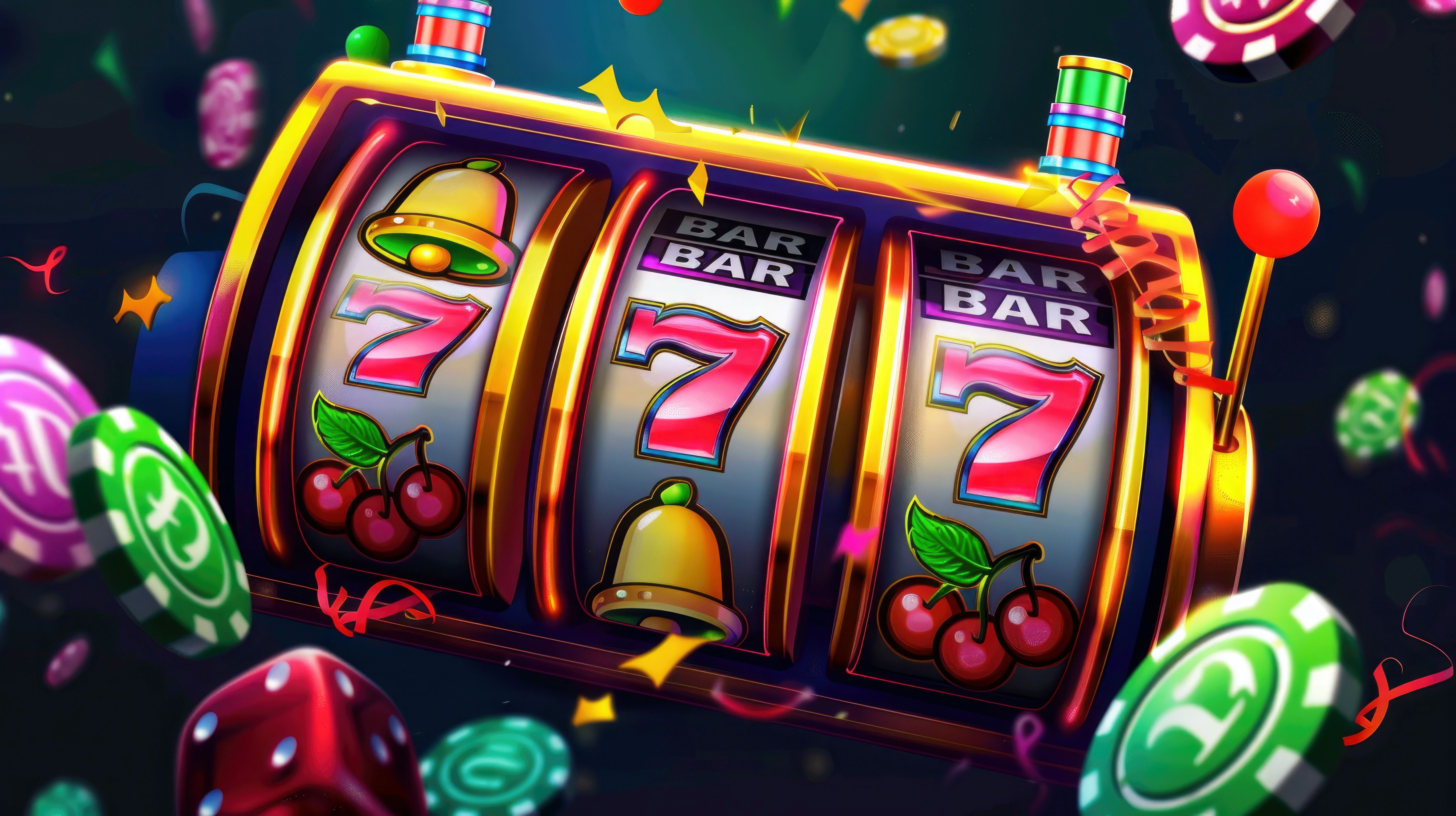 Online casino, casino slot machine, Casino Roulette, cards with flying poker chips
