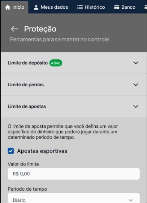 O apostador pode configurar limite de depósito diretamente em sua conta na Betnacional • Betnacional