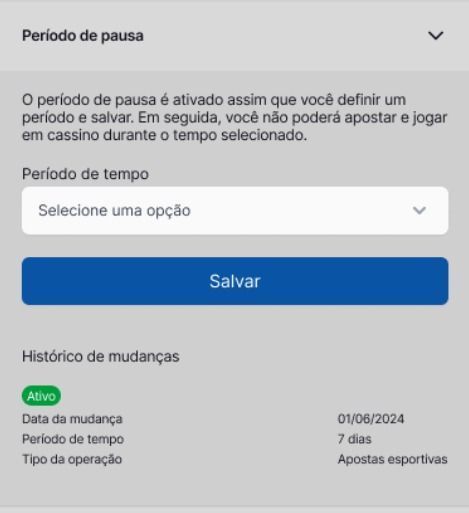 O apostador pode solicitar pausa diretamente em sua conta na Betnacional • Betnacioal