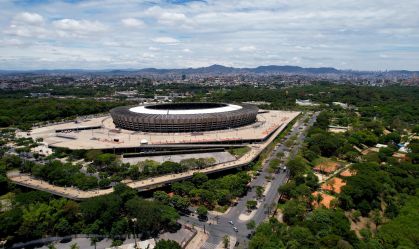 Belo Horizonte Minas Gerais Brazil. Aerial view of landmark at historic centre of downtown city. Tourism postcard. Travel destination. Vacation travel.