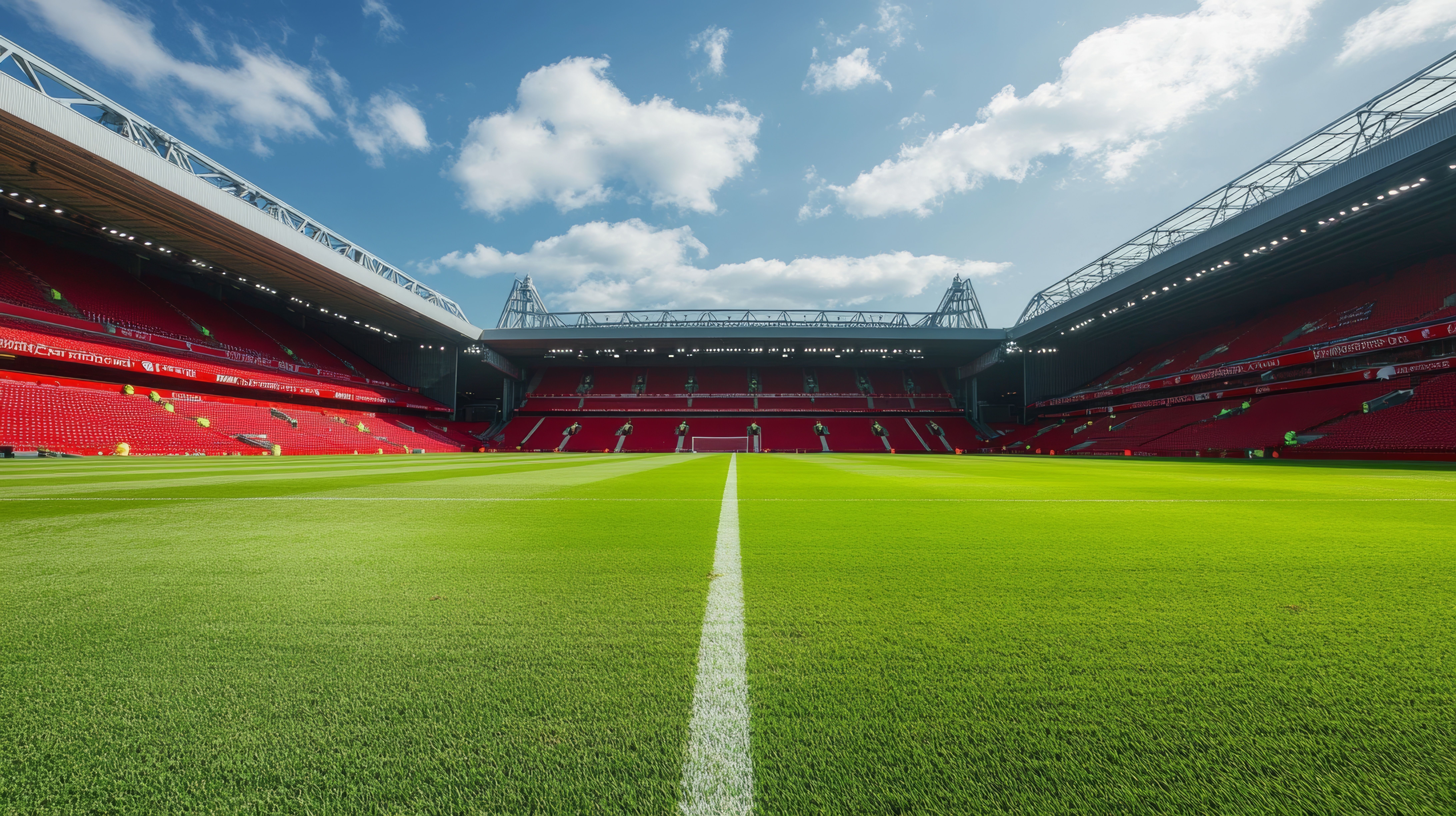 Bright red stadium seat in Liverpool.