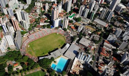 Soccer stadium and official headquarters of Sport Club do Recife. Adelmar da Costa Carvalho, also known as Ilha do Retiro, Recife, Pernambuco, Brazil on March 1, 2014. Aerial view