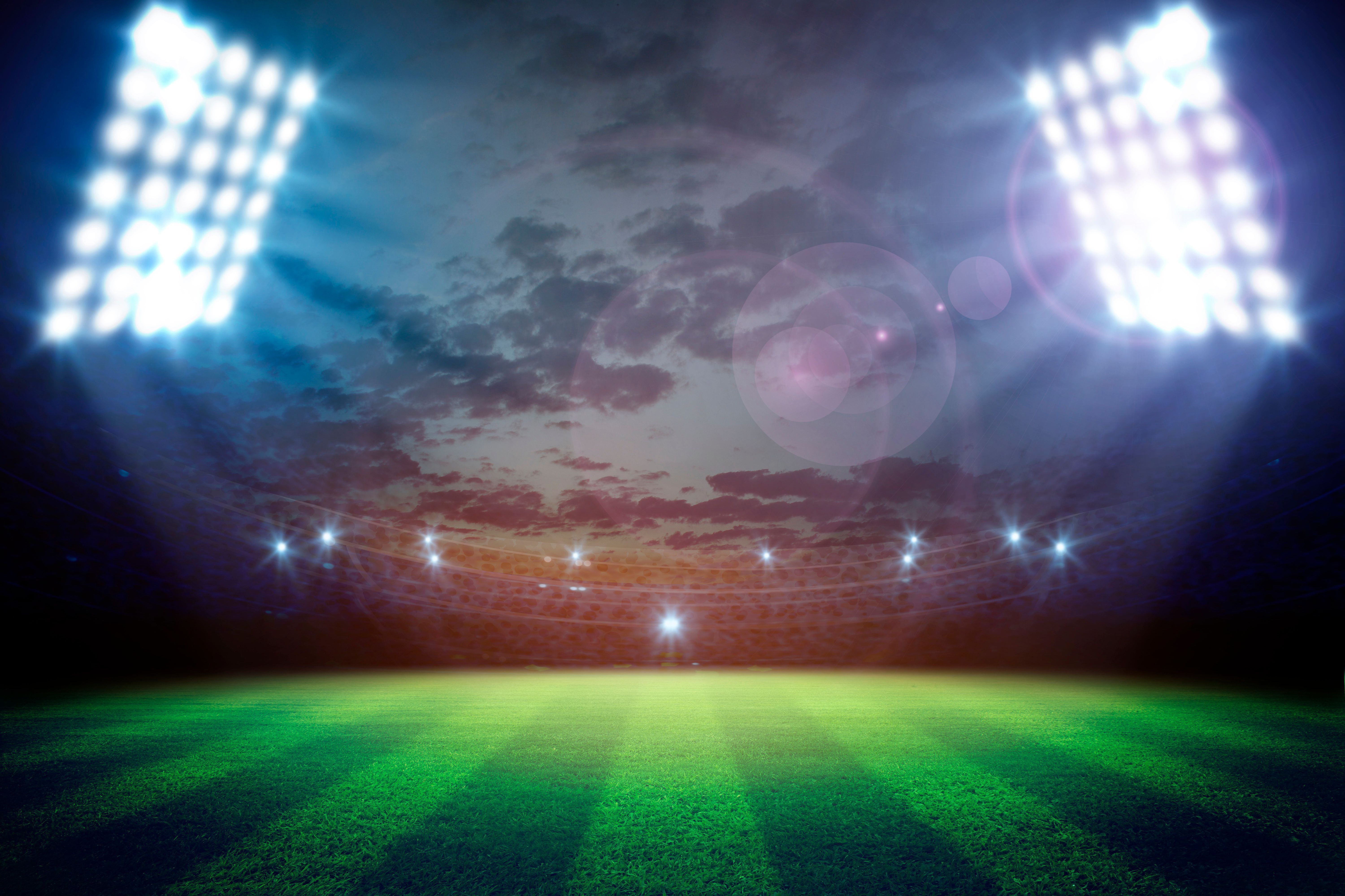 lights at night and stadium 3D rendering.