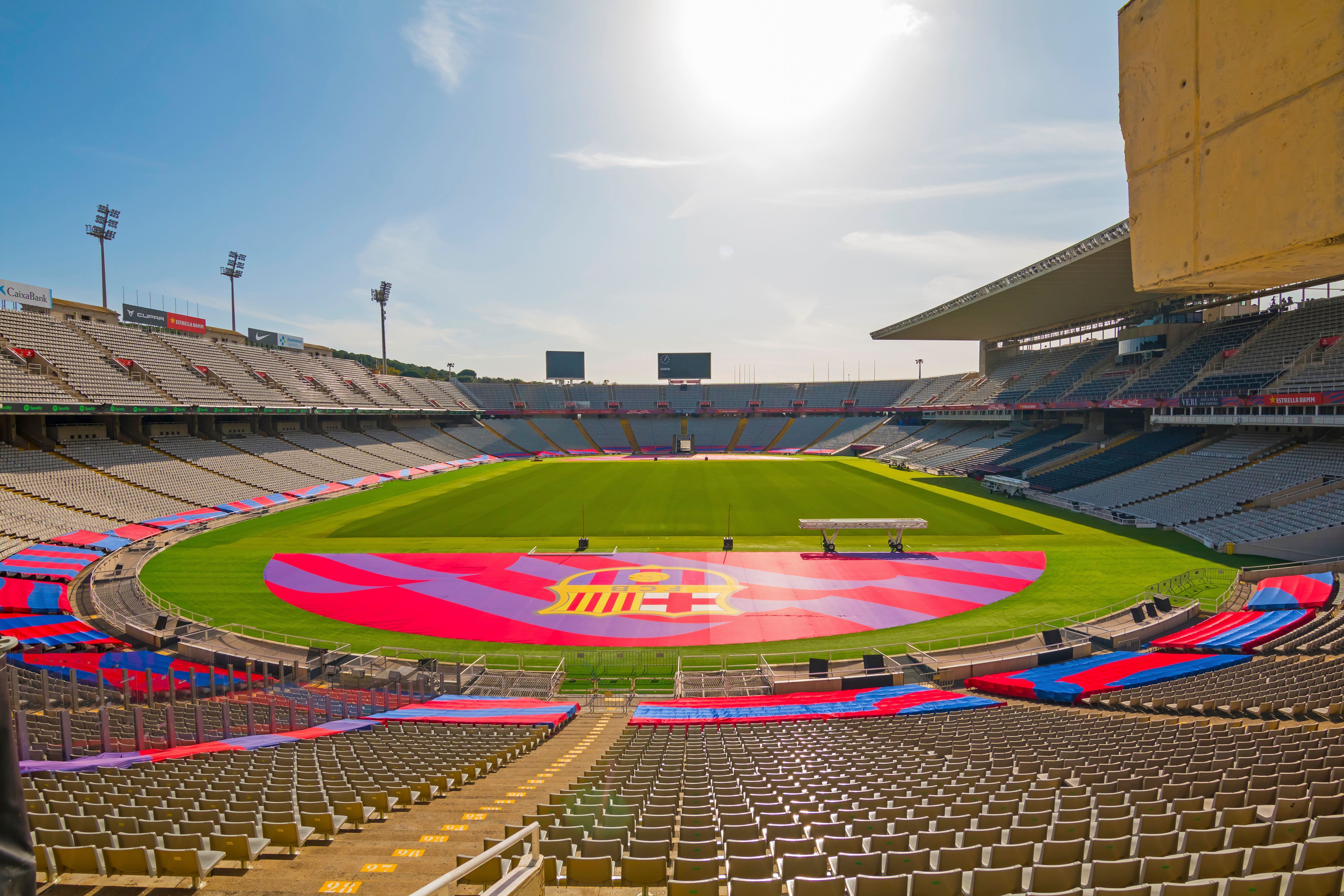 Barcelona, Spain - november 18 2024: Estadi Olímpic in Barcelona, located on Montjuïc Hill, is a historic stadium from the 1992 Olympics, attracting tourists with its impressive architecture