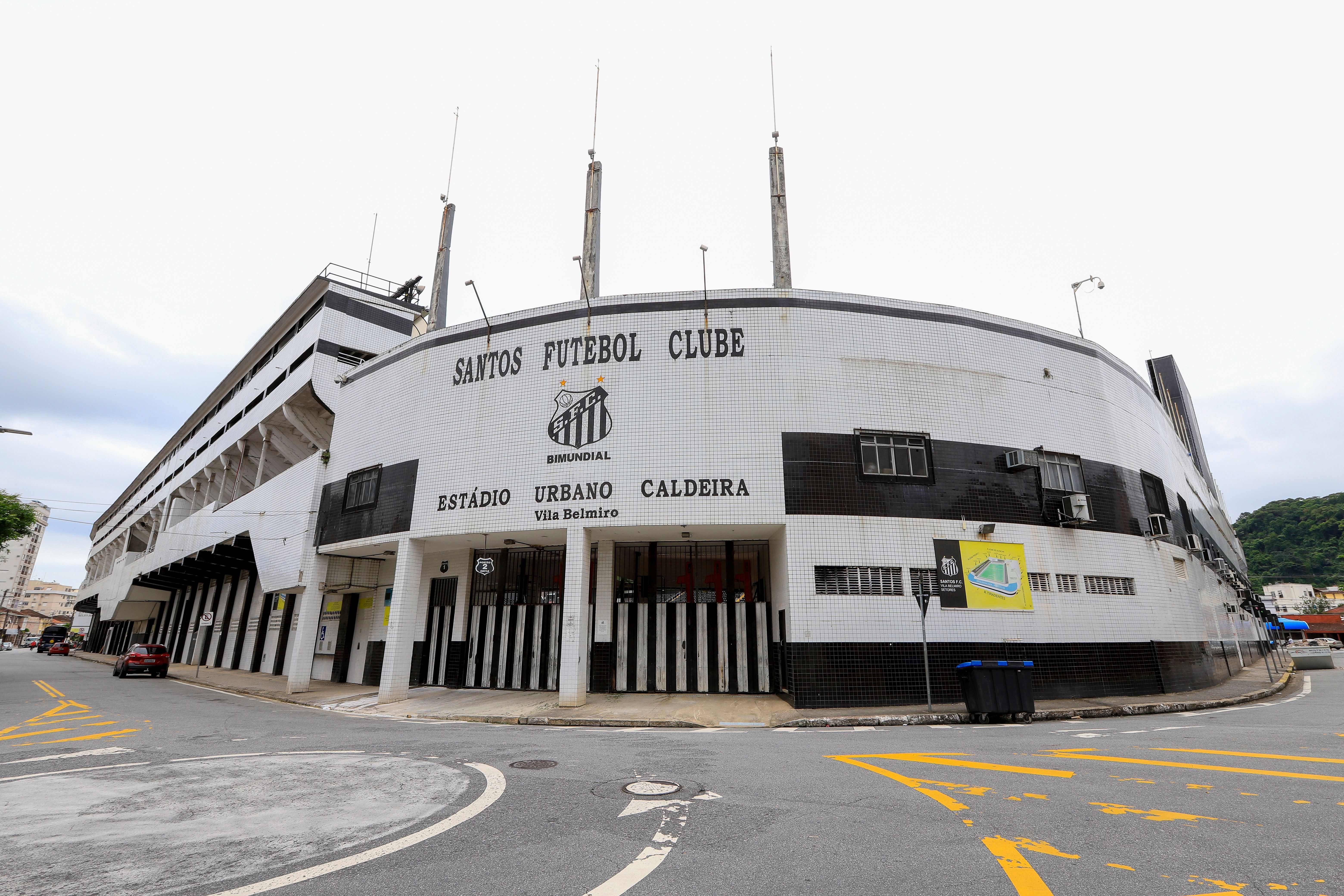 Facade of Urbano Caldeira stadium, known as Vila Belmiro. Soccer stadium of Santos FC .