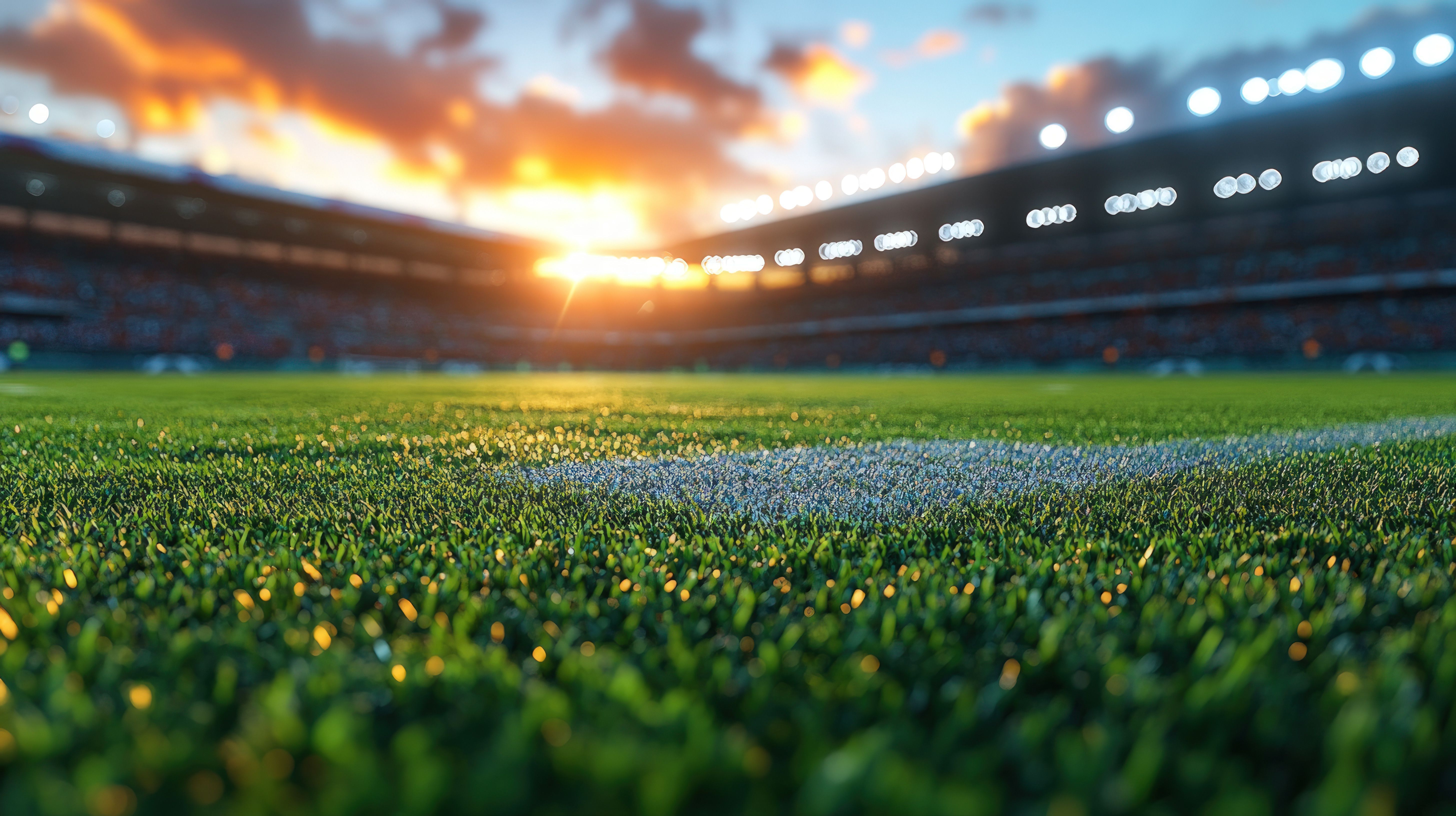 Soccer stadium at sunset