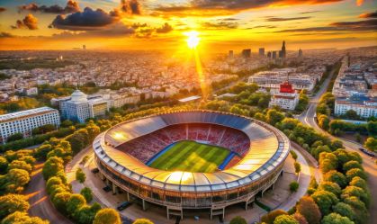 Paris Parc des Princes Sunset Stadium Aerial Hyperrealistic Photo