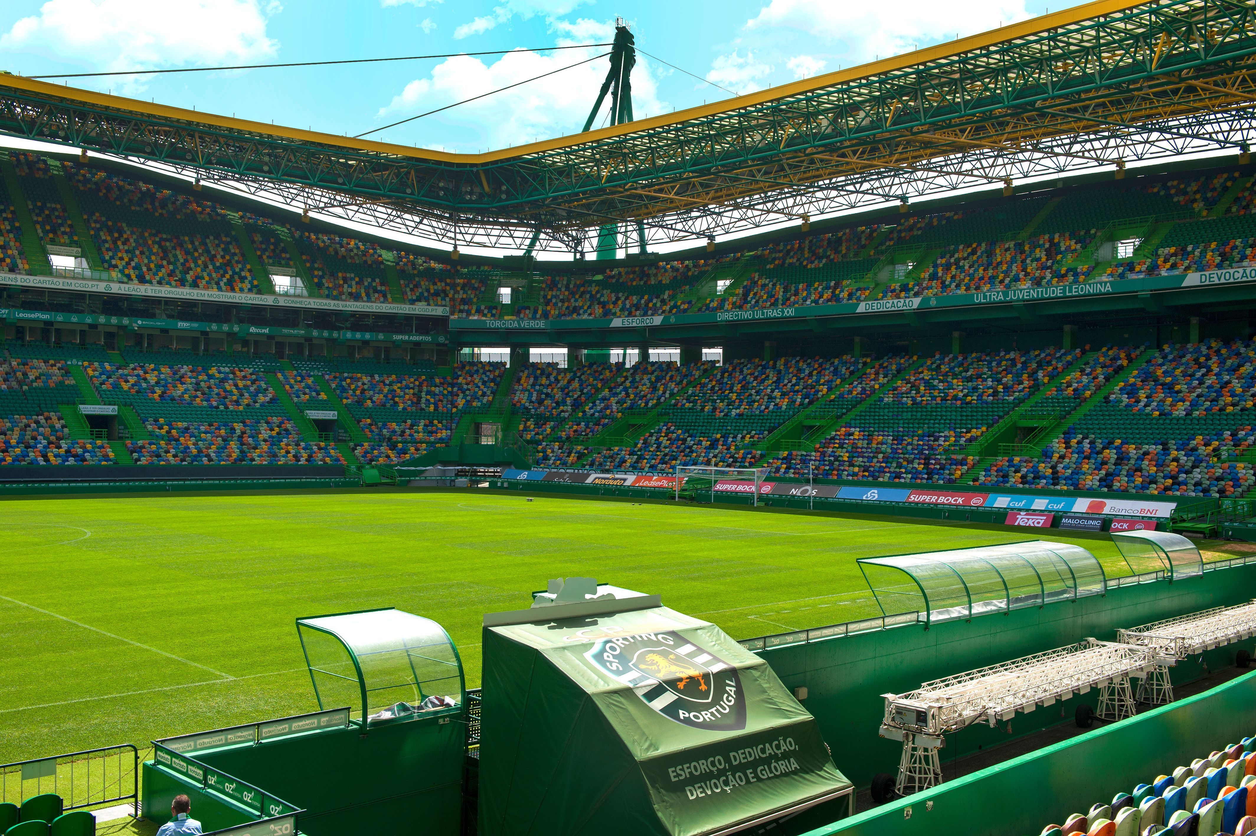 Pitch view at Jose Alvalade stadium - the official arena of FC Sporting