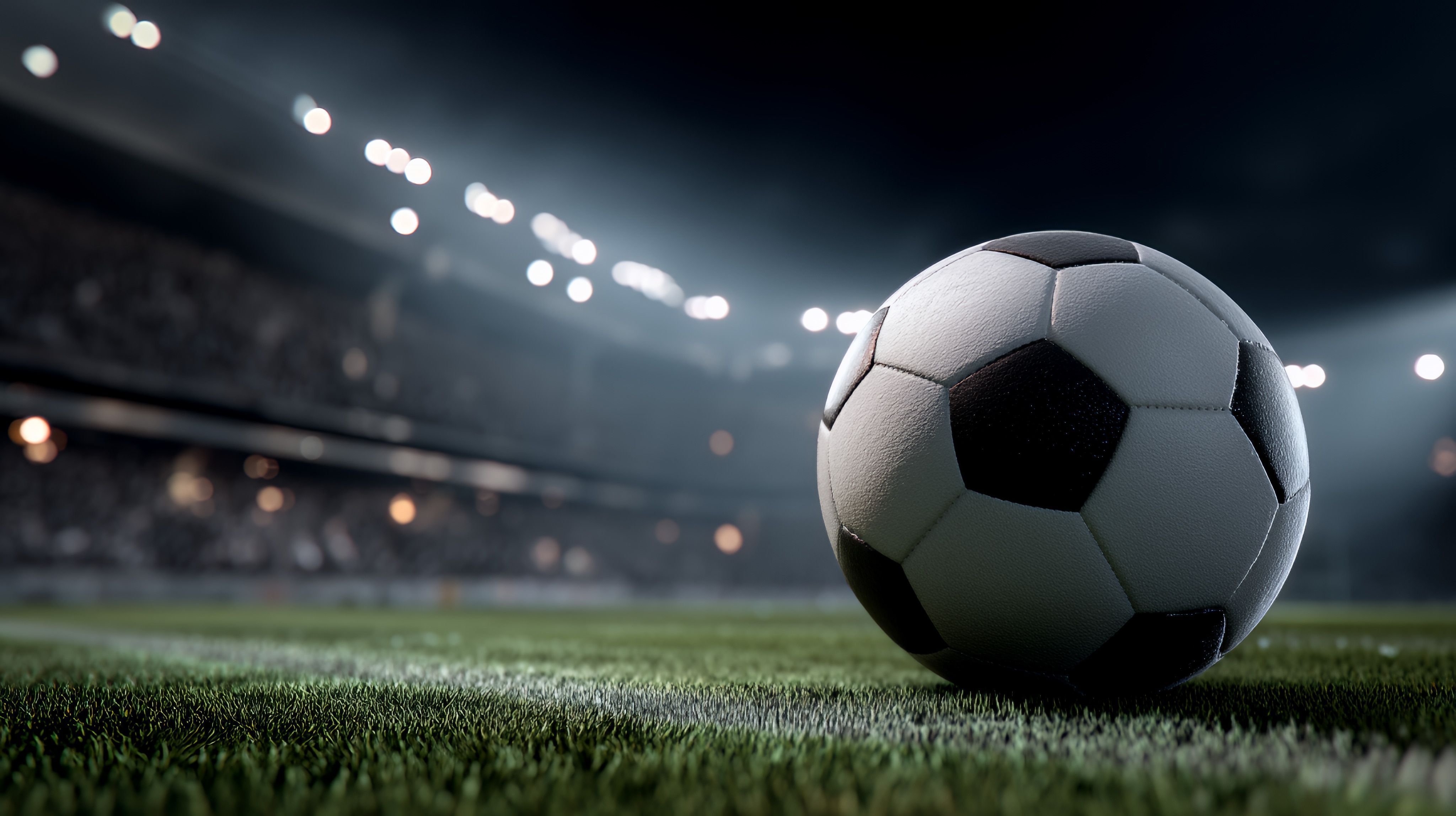 Soccer Ball in Stadium Lights