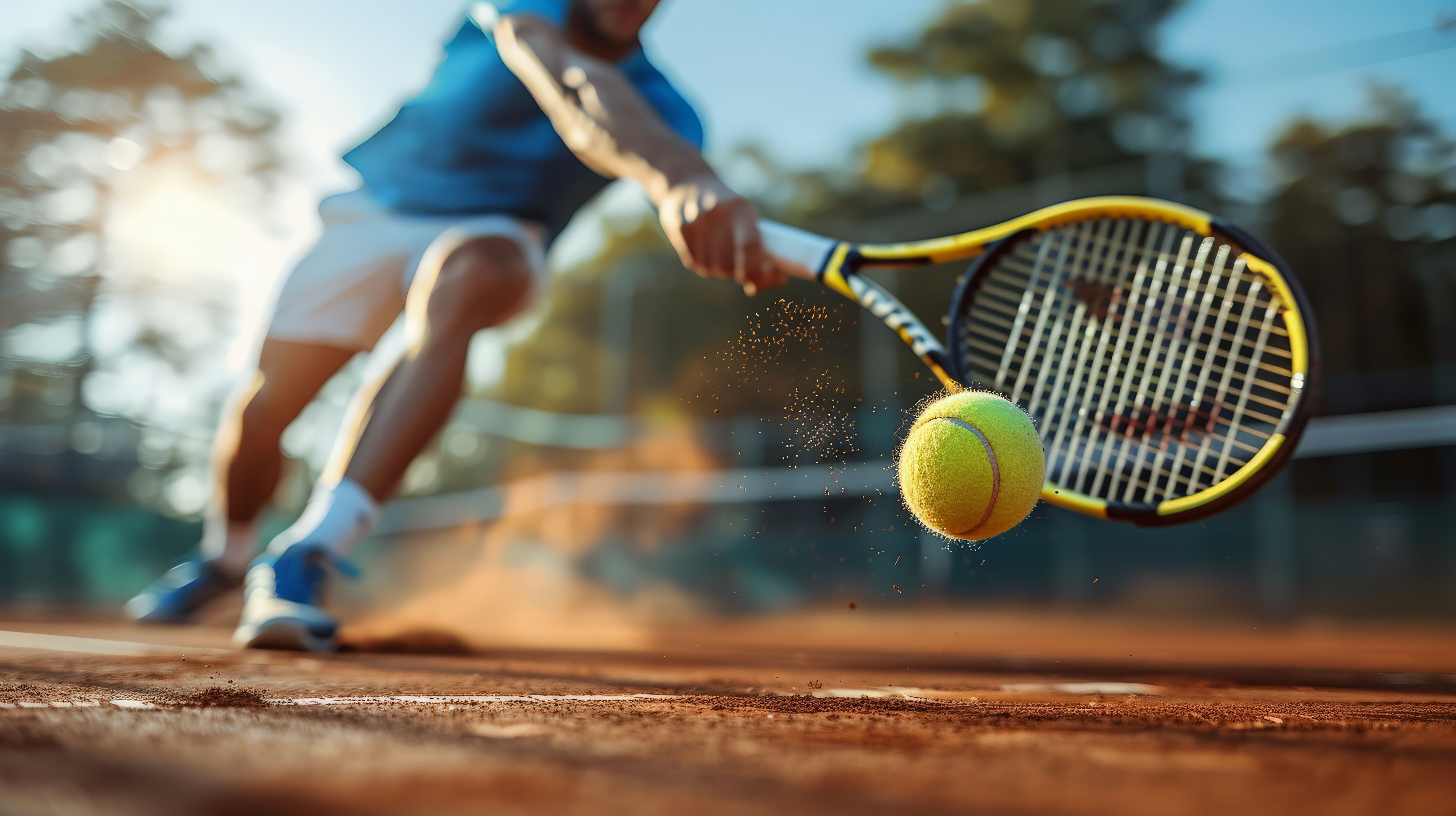 Tennis Player in Action on a Clay Court